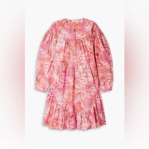 Ulla Johnson Leila Ruffled Floral Print Cotton Poplin Mini Dress - GUC - Sz M